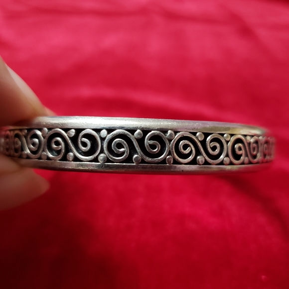 Vintage BA Sterling Silver Swirl Pattern Bangle Bracelet - Picture 2 of 7
